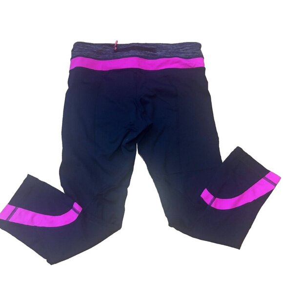 Lululemon Run Womens Leggings Black Pink Inspire Crop II Pull On Stretch Size 6 - Picture 2 of 3